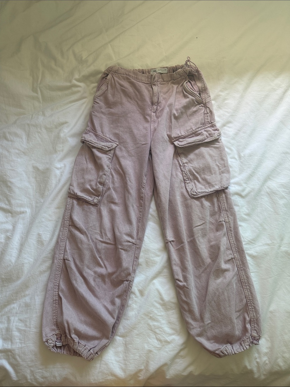 Kids lilac denim cargo pants
